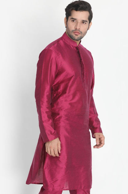 Men's Purple Cotton Silk Blend Kurta