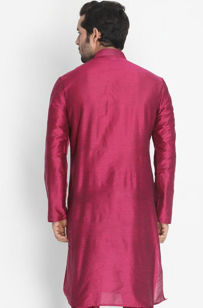 Men's Purple Cotton Silk Blend Kurta