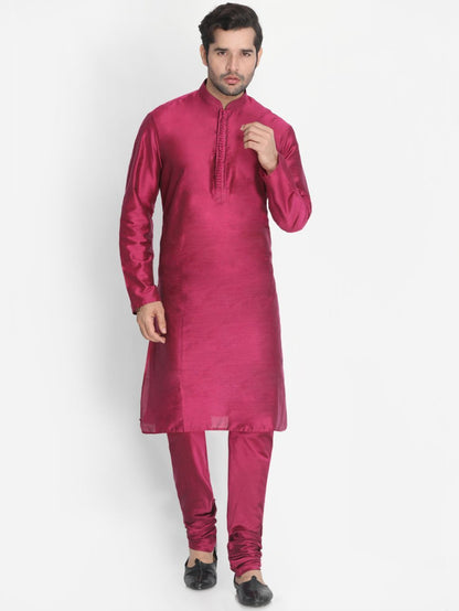 Men's Purple Cotton Silk Blend Kurta