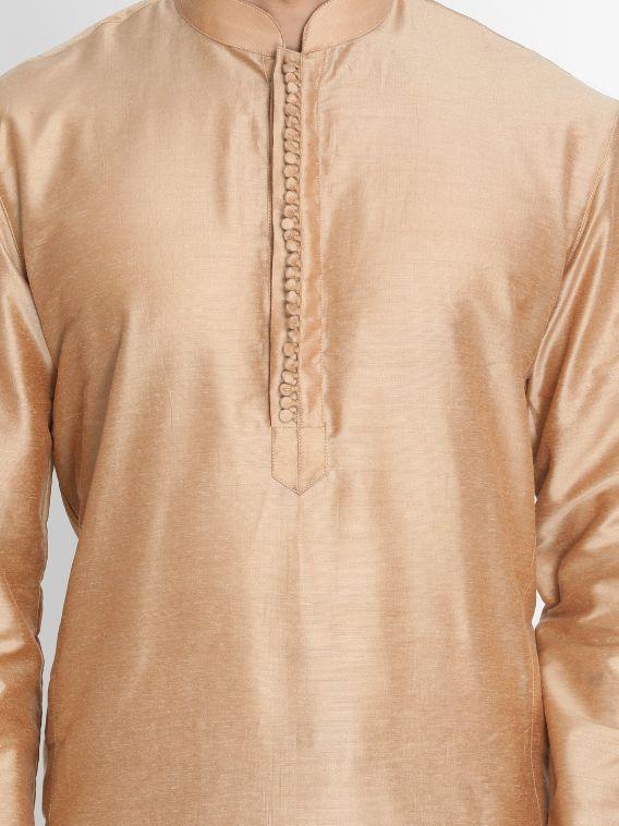 Men's Gold Cotton Silk Blend Kurta