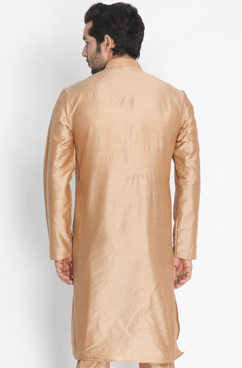 Men's Gold Cotton Silk Blend Kurta