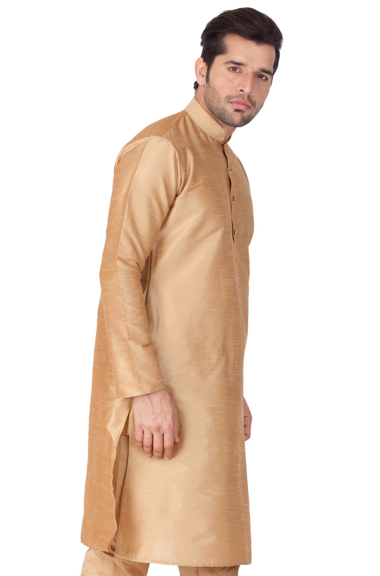 Men's Gold Silk Blend Kurta