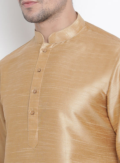 Men's Gold Silk Blend Kurta