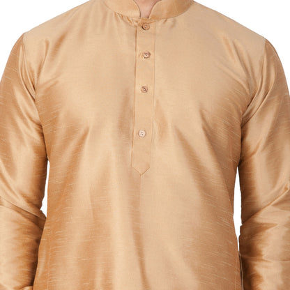 Men's Gold Silk Blend Kurta and Pyjama Set