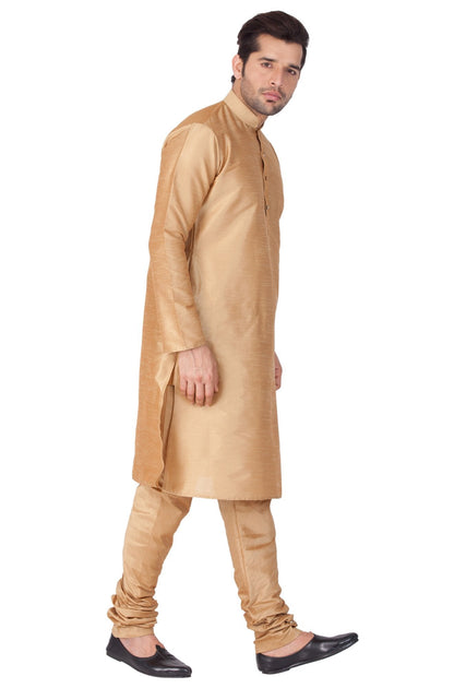 Men's Gold Silk Blend Kurta and Pyjama Set