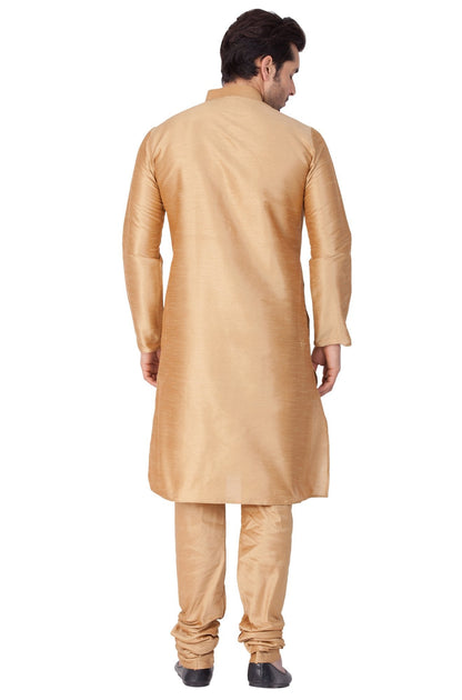 Men's Gold Silk Blend Kurta and Pyjama Set