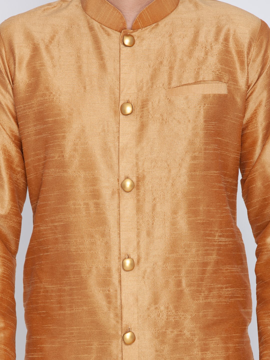 Men's Gold Cotton Silk Blend Sherwani Set