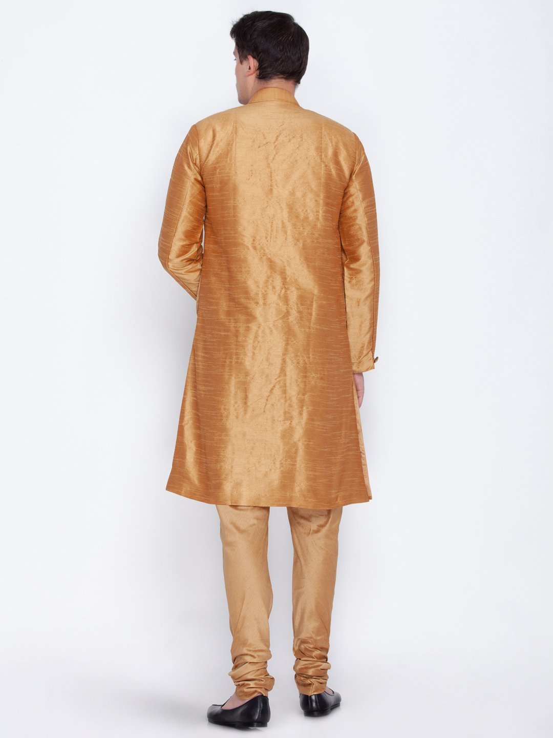 Men's Gold Cotton Silk Blend Sherwani Set