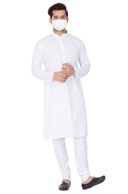 Men's White Cotton Kurta and Pyjama Set