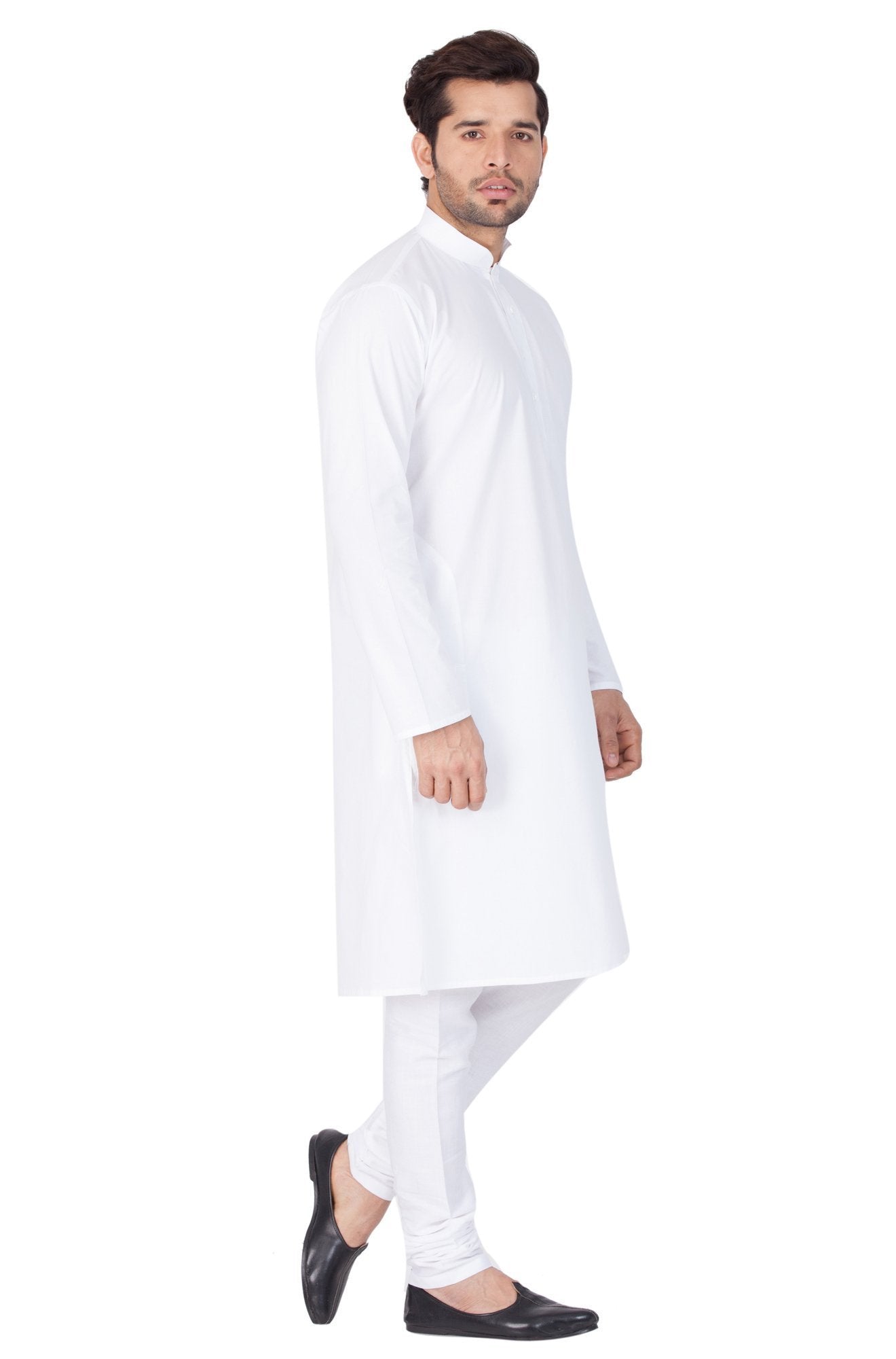 Men's White Cotton Kurta and Pyjama Set