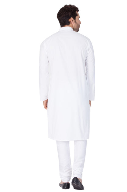 Men's White Cotton Kurta and Pyjama Set