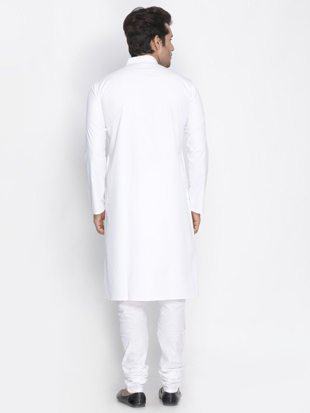 Men's White Cotton Kurta, Pyjama & Dupatta Set