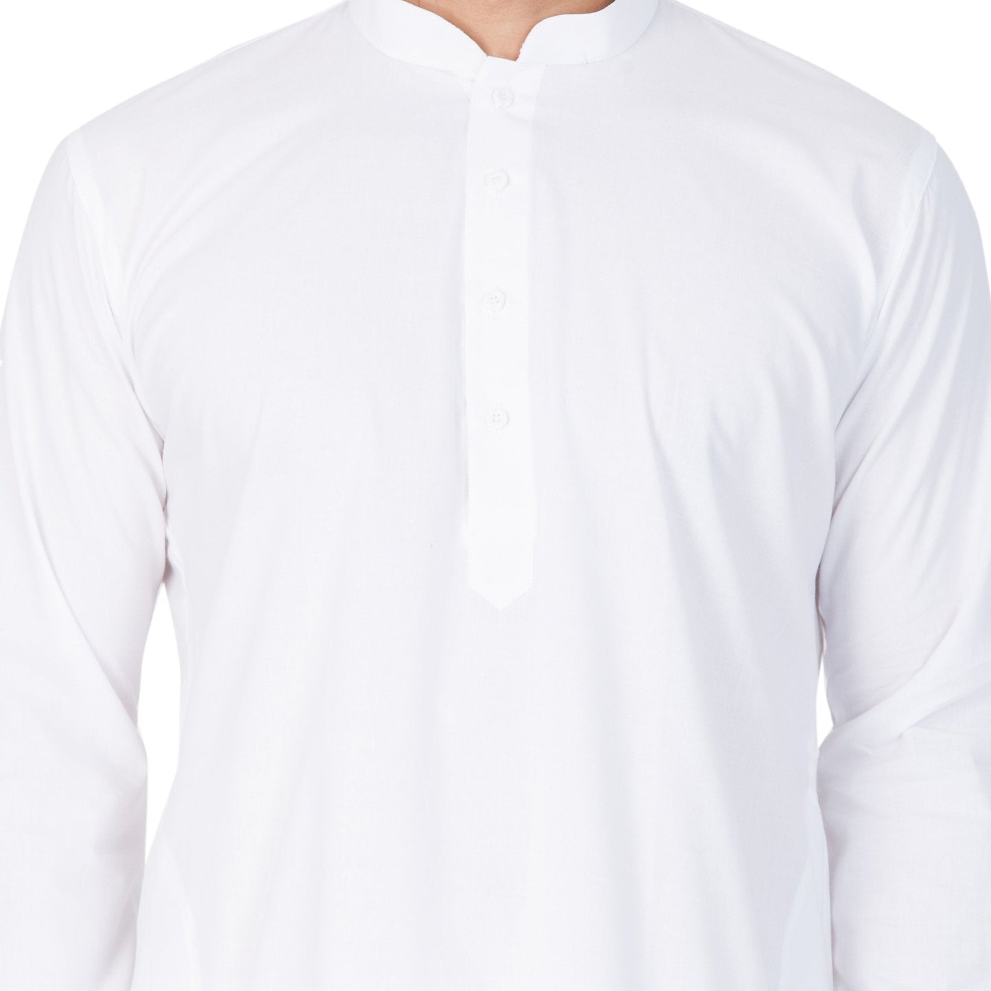 Men's White Cotton Kurta, Pyjama & Dupatta Set