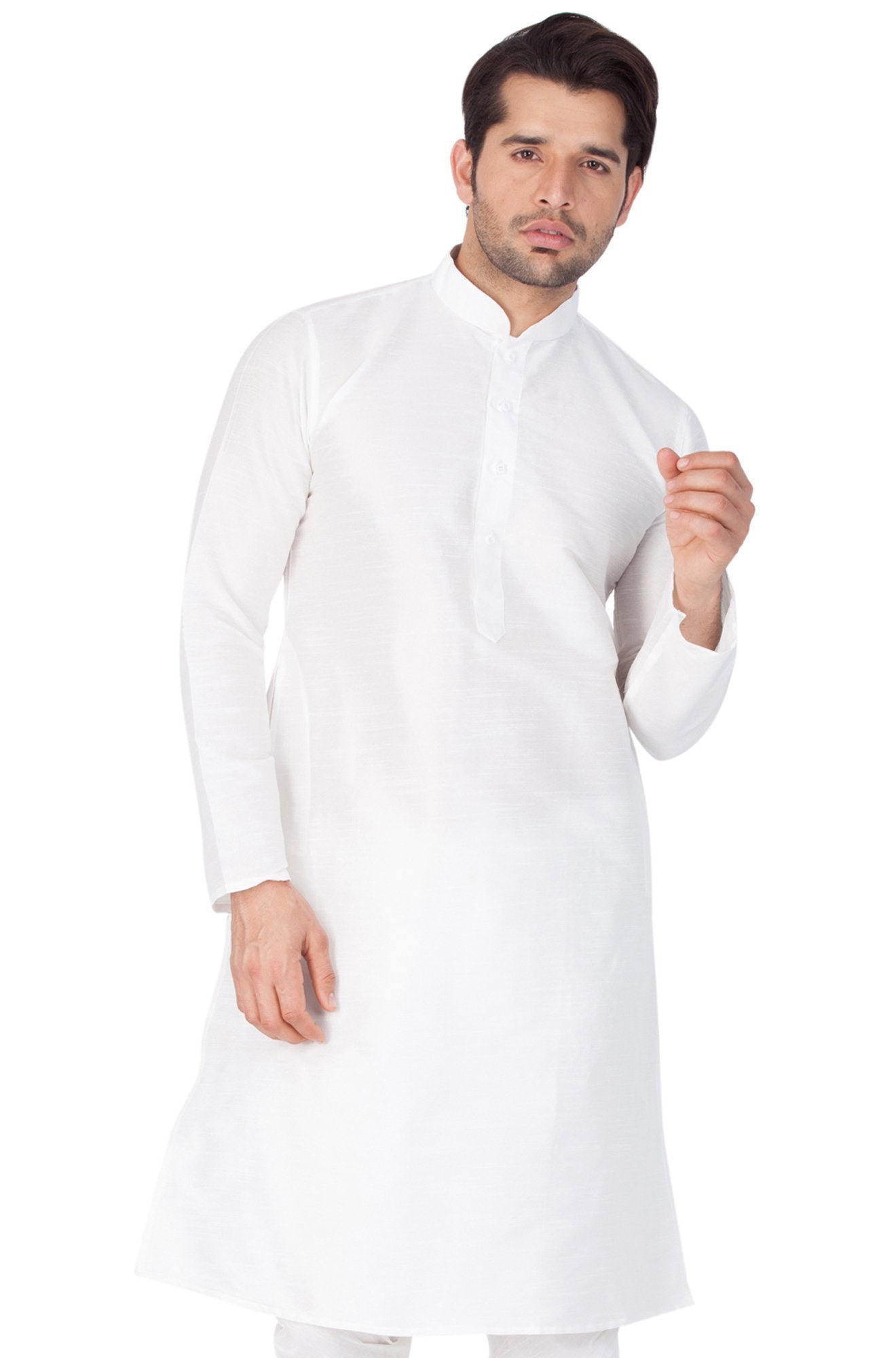 Men's White Silk Blend Kurta