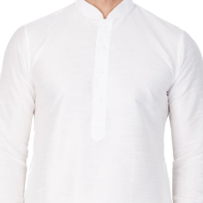 Men's White Silk Blend Kurta