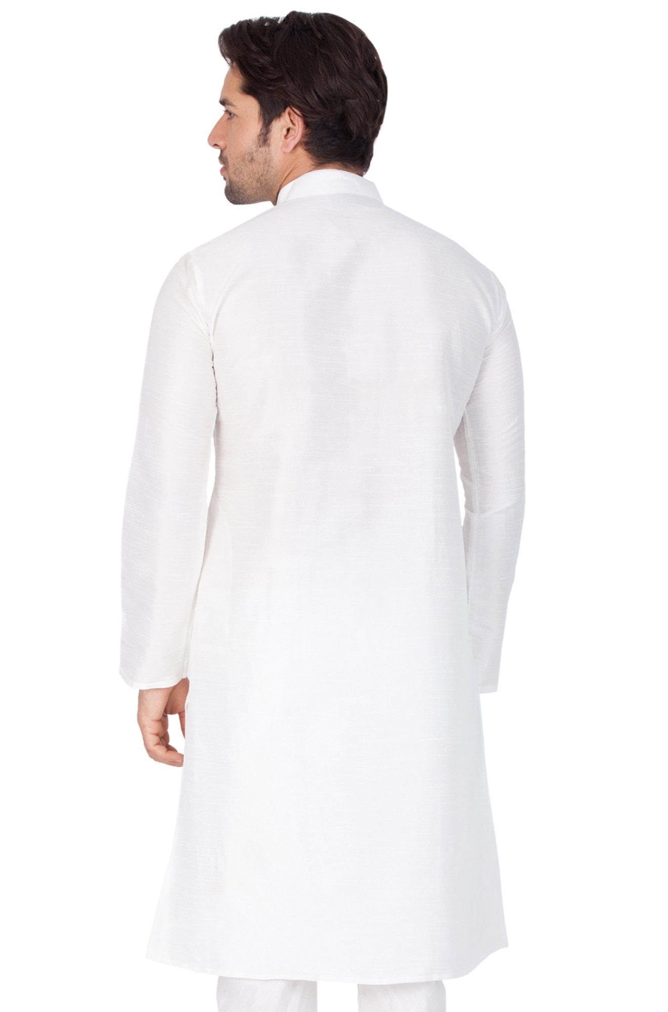 Men's White Silk Blend Kurta