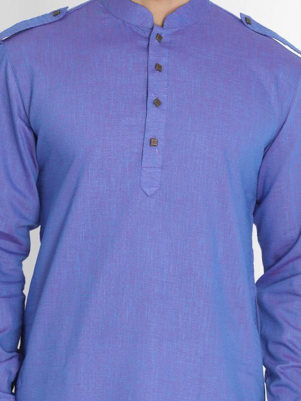 Men's Purple Cotton Blend Kurta and Patiala Set