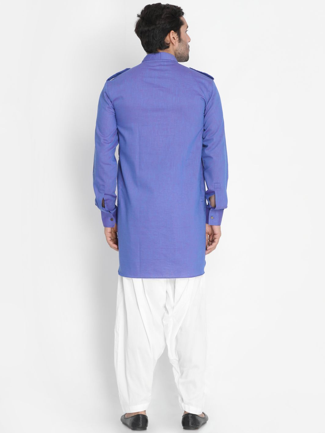 Men's Purple Cotton Blend Kurta and Patiala Set