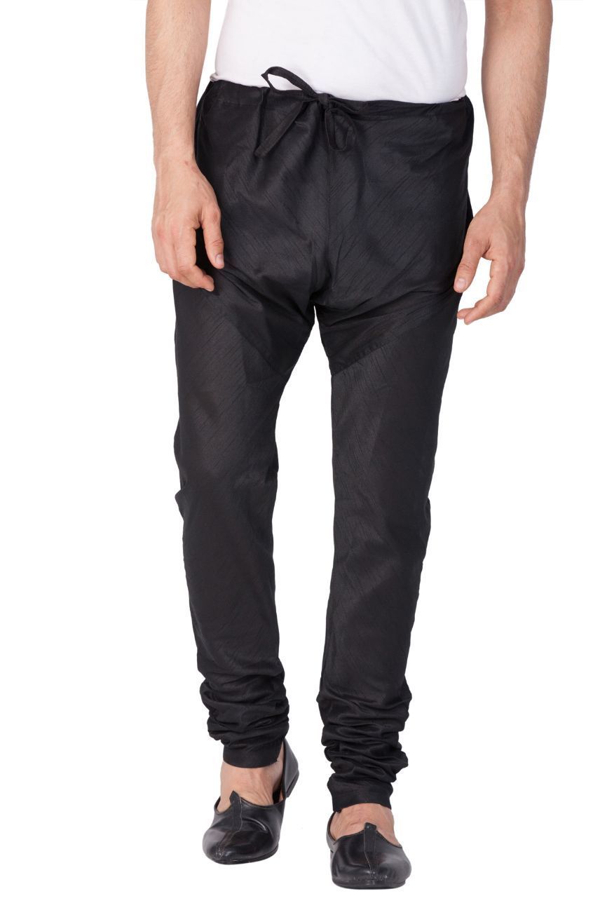 Men's Black Cotton Silk Blend Pyjama