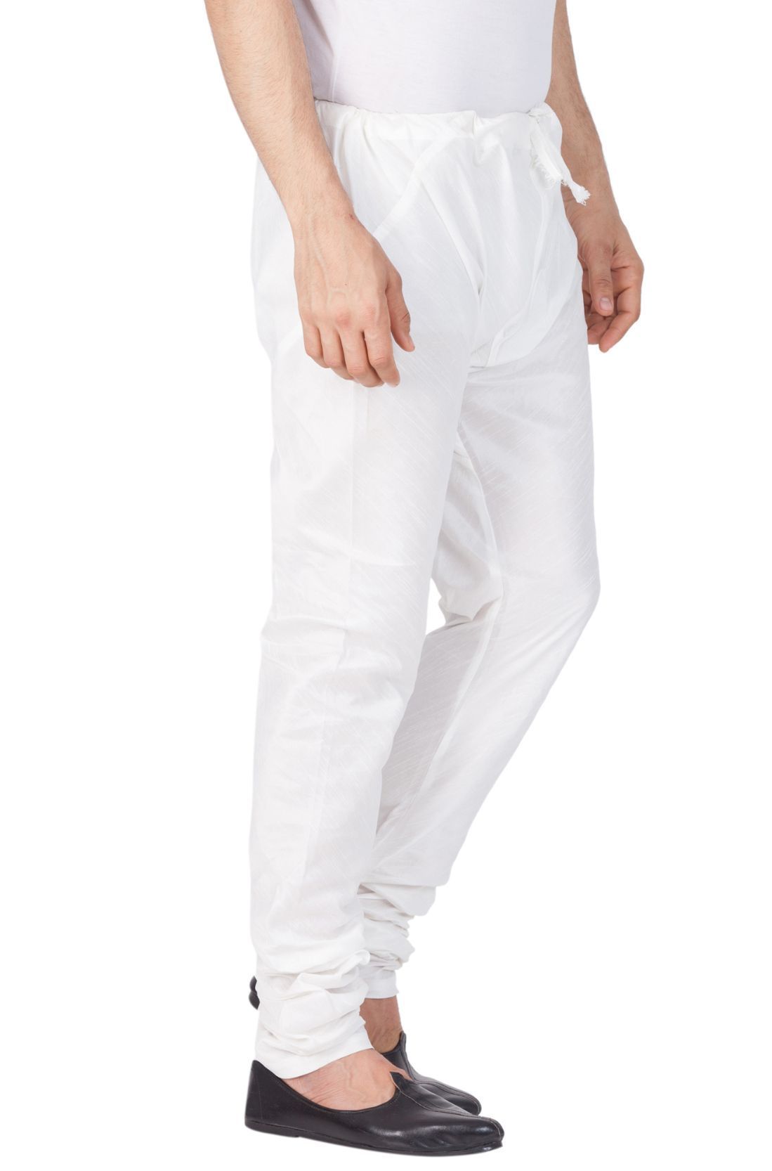 Men's White Cotton Silk Blend Pyjama