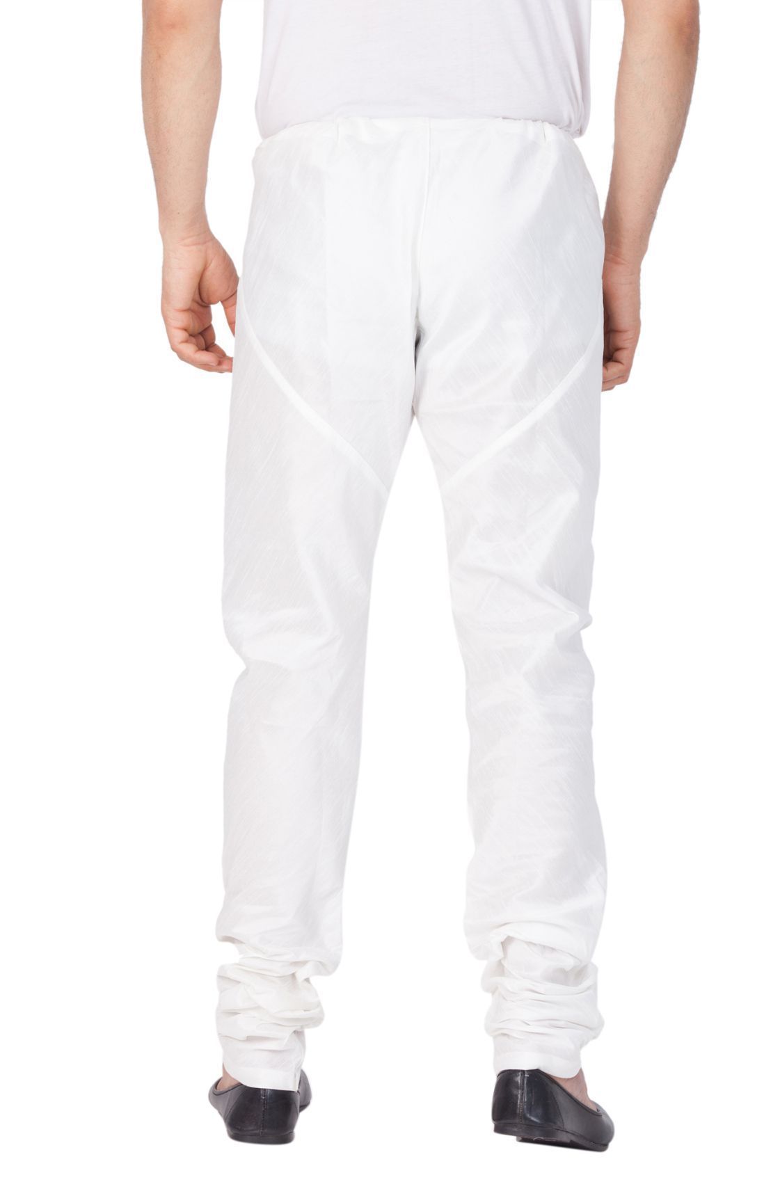 Men's White Cotton Silk Blend Pyjama