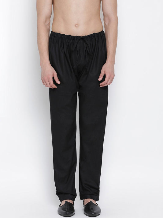 Men's Black Cotton Silk Blend Pyjama