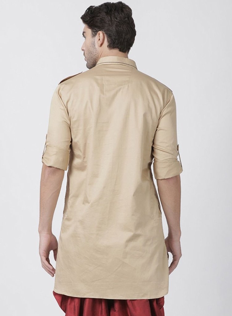 Men's Beige Cotton Blend Kurta