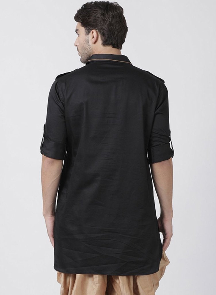 Men's Black Cotton Blend Kurta