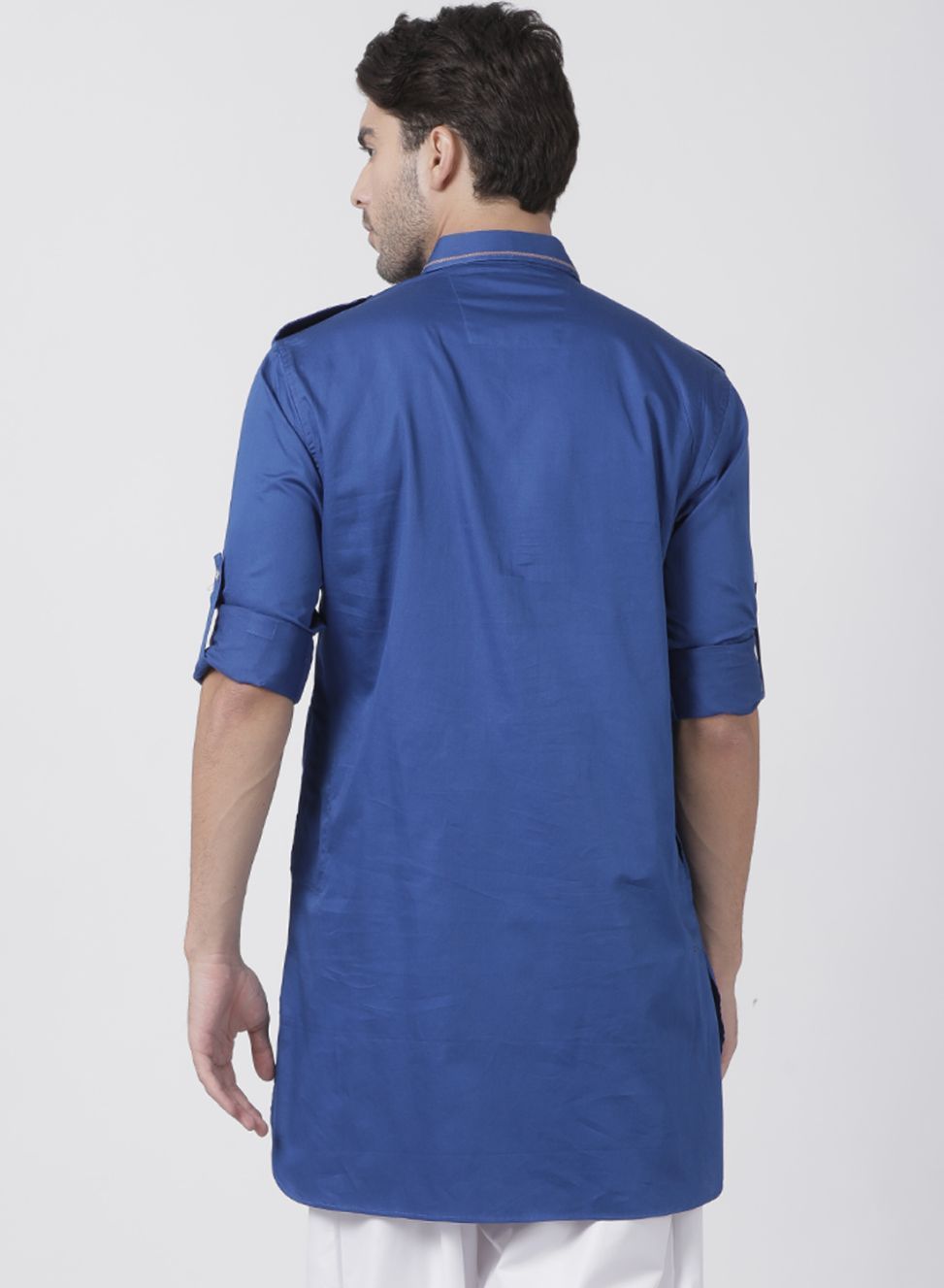 Men's Blue Cotton Blend Kurta