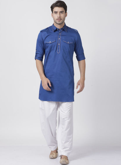 Men's Blue Cotton Blend Kurta