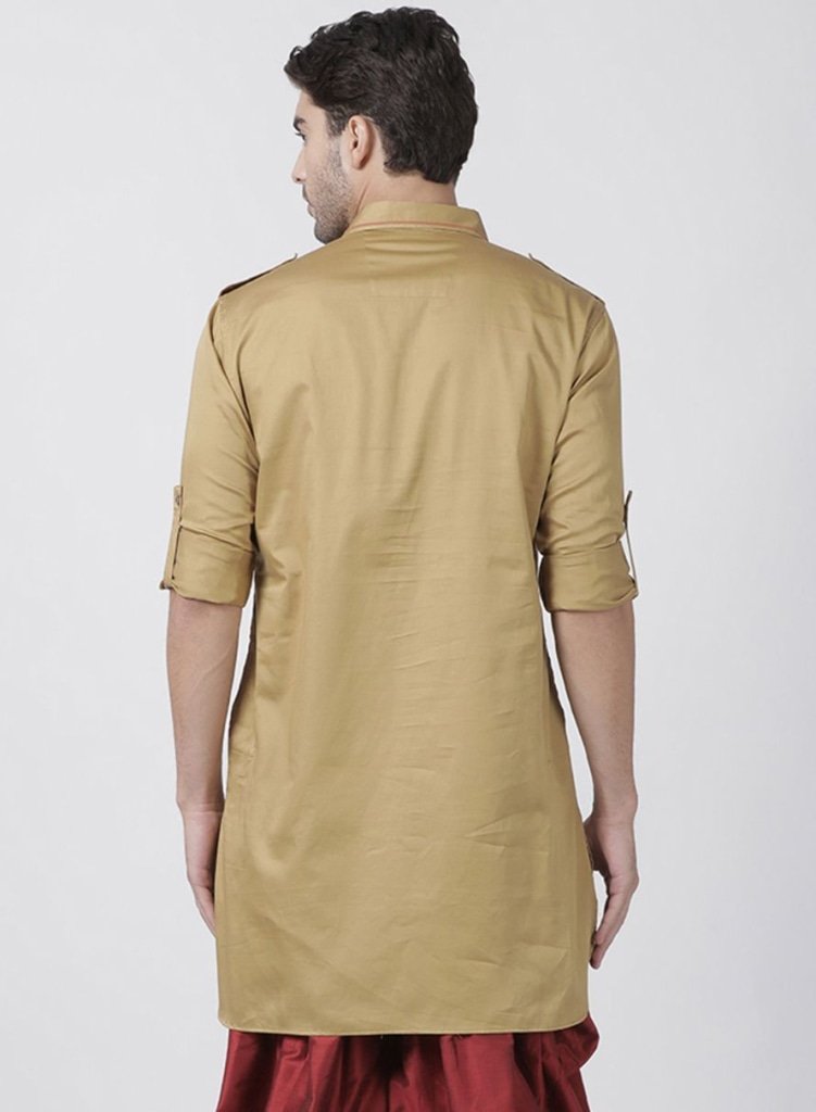 Men's Beige Cotton Blend Kurta