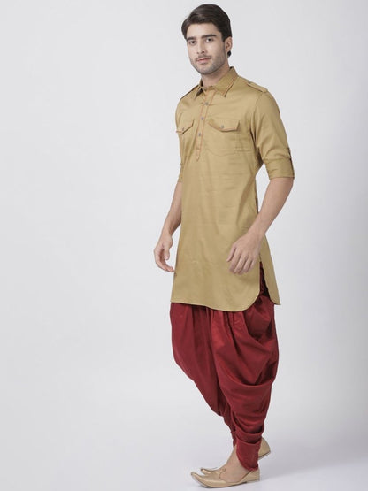 Men's Beige Cotton Blend Kurta