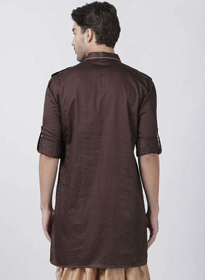 Men's Brown Cotton Blend Kurta