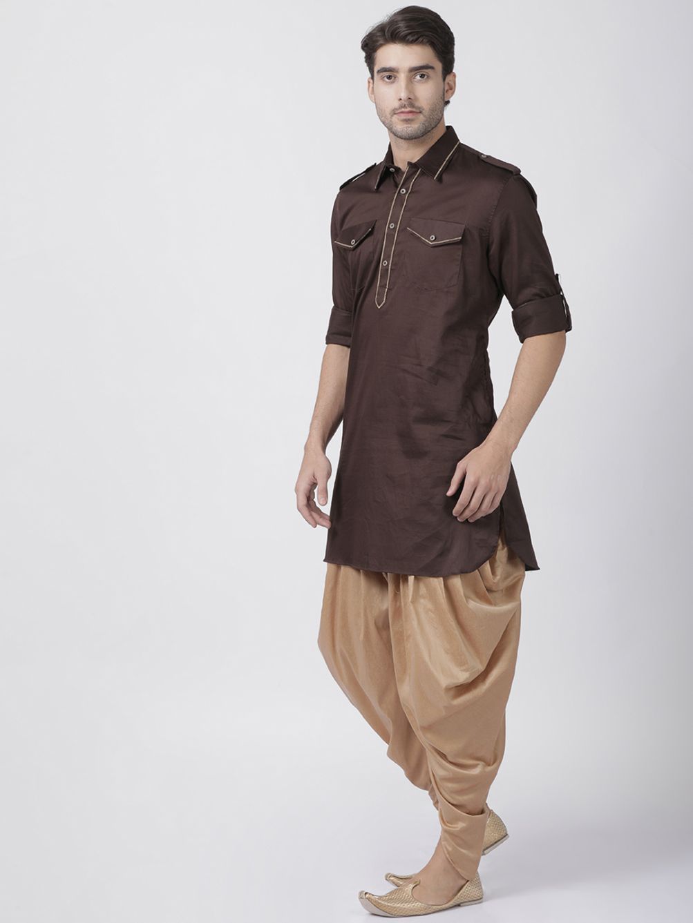 Men's Brown Cotton Blend Kurta