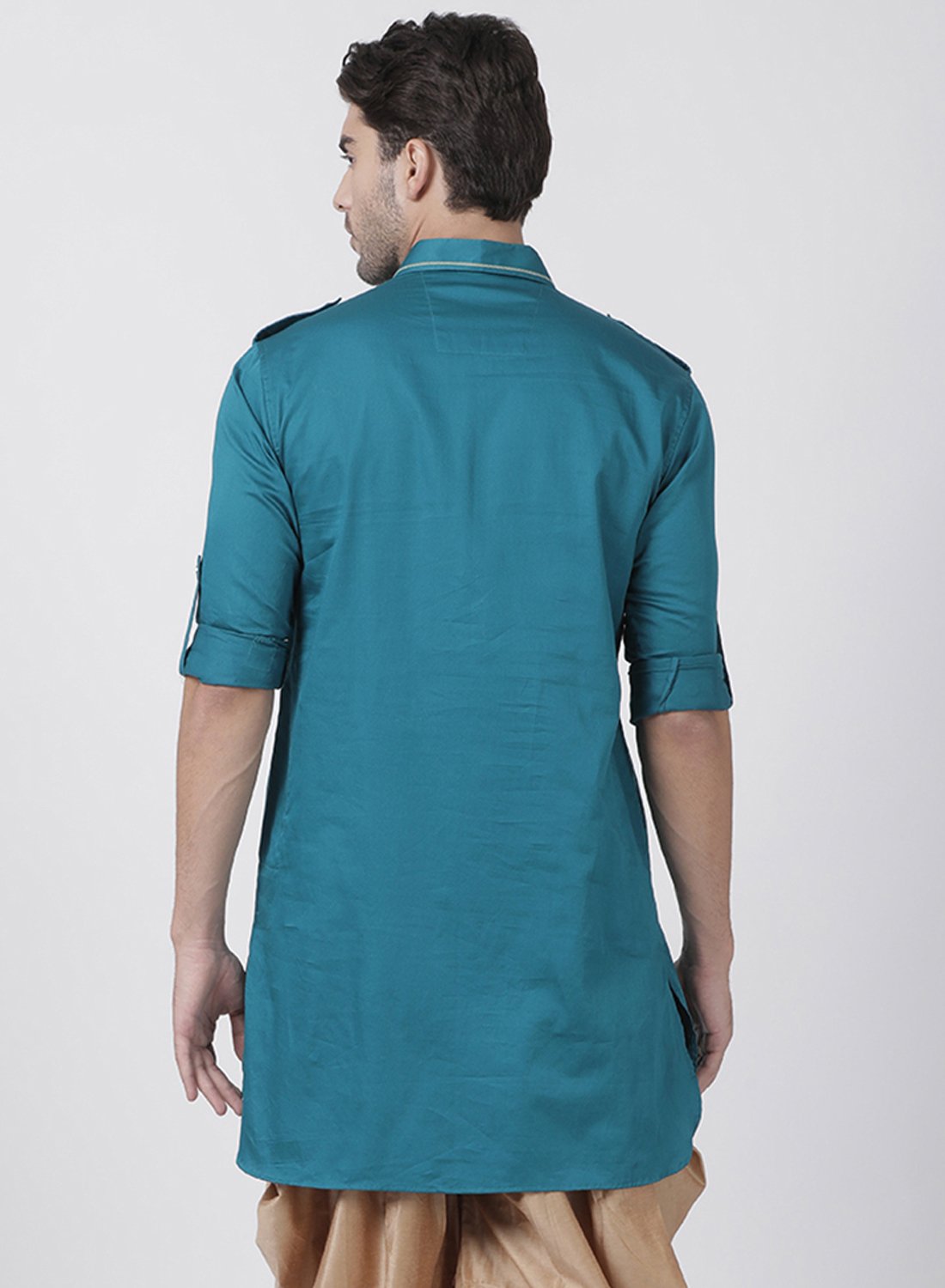 Men's Dark Green Cotton Blend Kurta