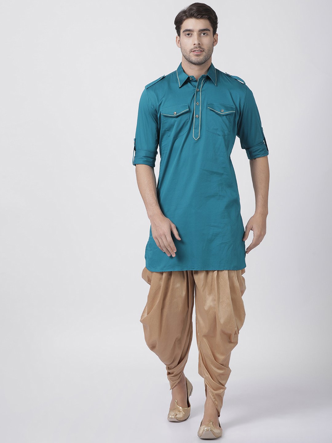 Men's Dark Green Cotton Blend Kurta