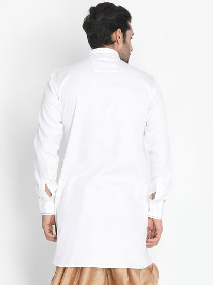 Men's White Cotton Blend Kurta