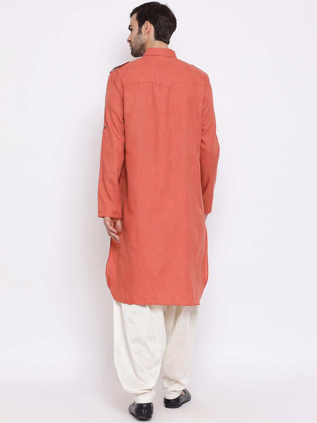 Men's Pink Cotton Blend Pathani Suit Set