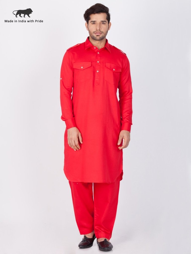 Bright red-coloured men&rsquo;s kurta makes you noticeable