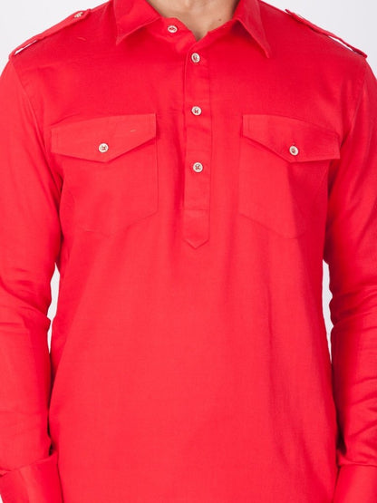 Bright red-coloured men&rsquo;s kurta makes you noticeable