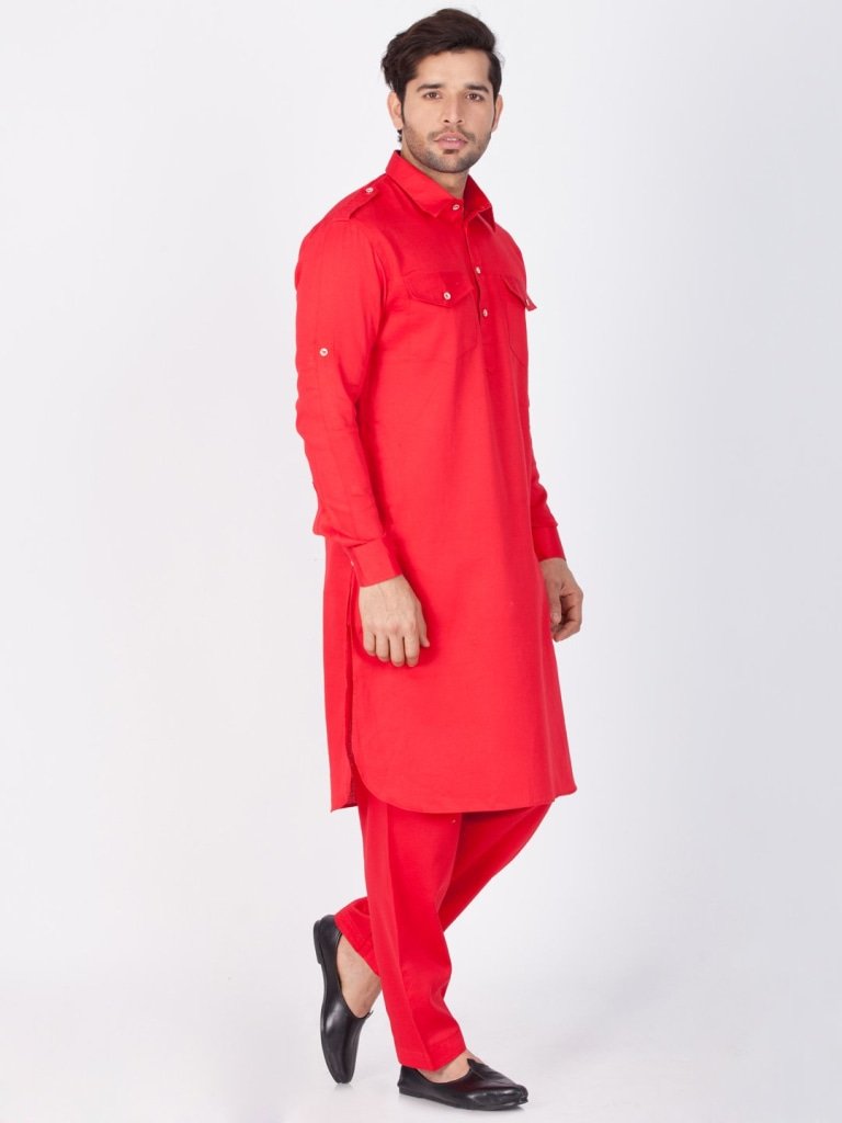 Bright red-coloured men&rsquo;s kurta makes you noticeable