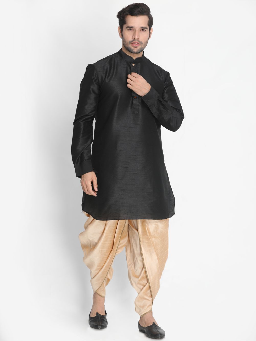 Men's Gold Silk Blend Dhoti