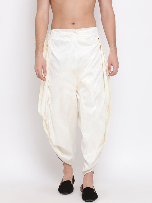 Men's Cream Solid Dhoti Pant