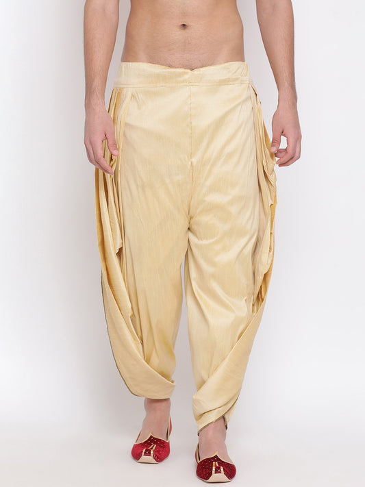 Men's Gold Solid Dhoti Pant