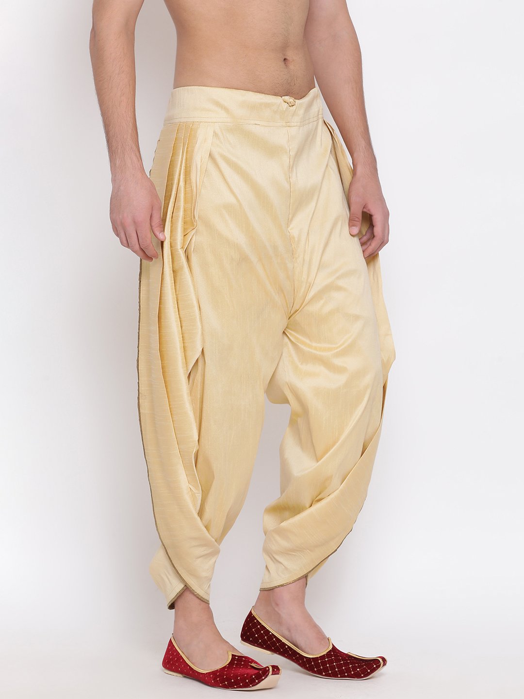 Men's Gold Solid Dhoti Pant