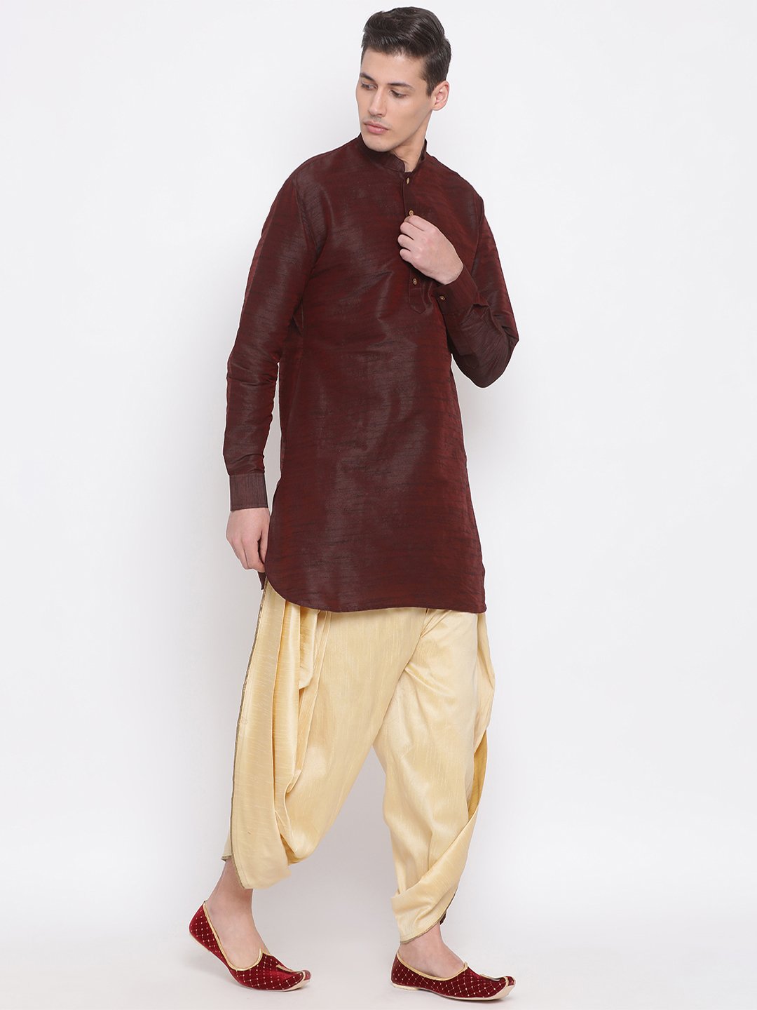 Men's Gold Solid Dhoti Pant