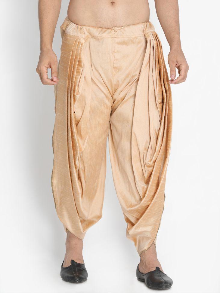 Men's Gold Cotton Silk Blend Dhoti