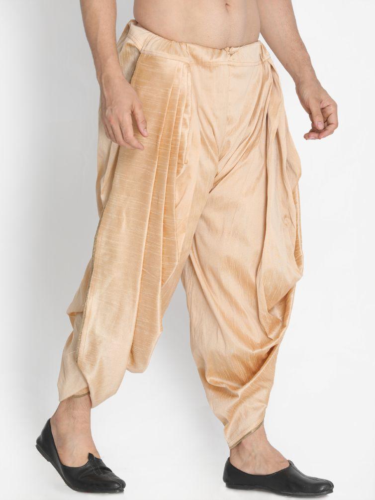 Men's Gold Cotton Silk Blend Dhoti