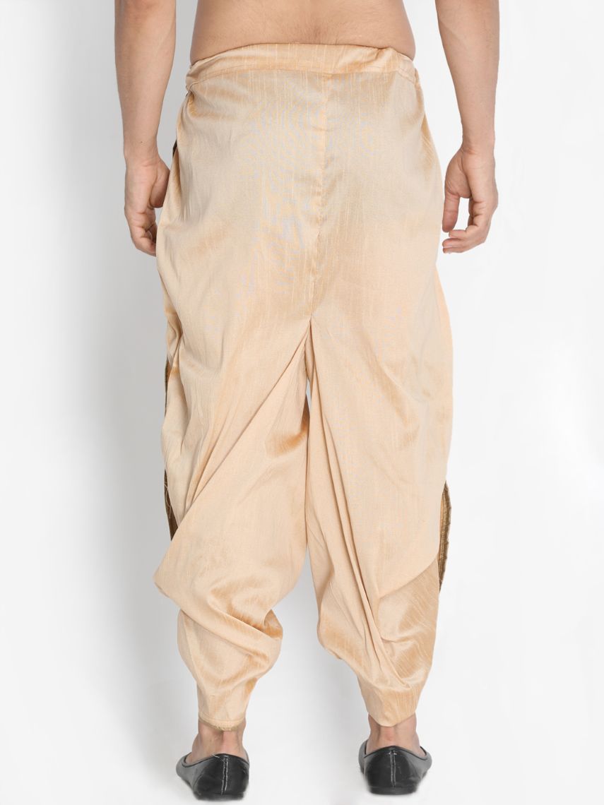 Men's Gold Cotton Silk Blend Dhoti