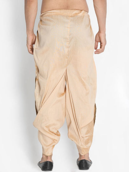 Men's Gold Cotton Silk Blend Dhoti